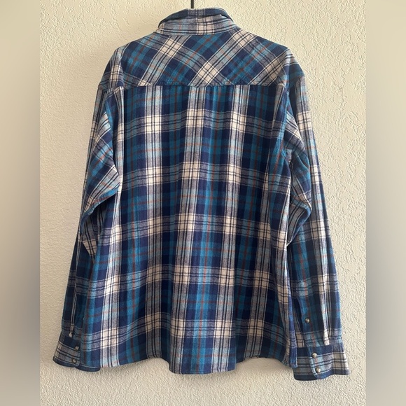 Ariat Flannel Pearl Snap Shirt Men XXL Blue Plaid Retro Fit Western Rodeo Cowboy - Picture 2 of 8